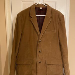 Ll Bean Corduroy Sport Coat, Blazer, Plaid Lined, 3 Button